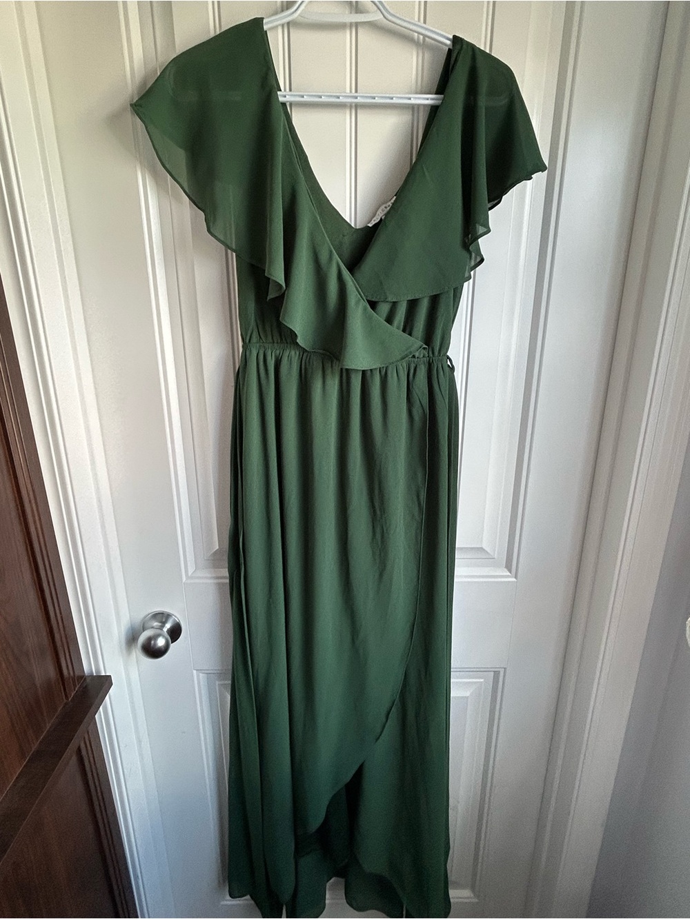 Baltic Born Olive Green Ruffle Wrap Maxi Dress